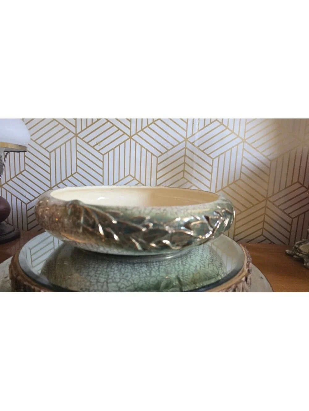 Vintage 1950s McCoy 444 Grecian Centerpiece Bowl/Planter 24K Gold EUC 12